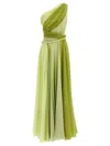 Giambattista Valli One-shoulder Silk Maxi Dress With Torch Detail In Green