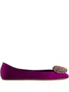 Giambattista Valli Heart-embellished Satin Ballet Flats In Purple