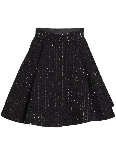 Giambattista Valli High-rise Bouclé Flared Skirt In Black