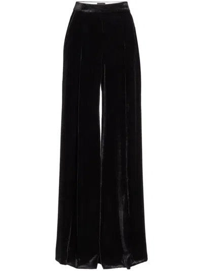 Giambattista Valli High-rise Wide-leg Velvet Trousers In Black