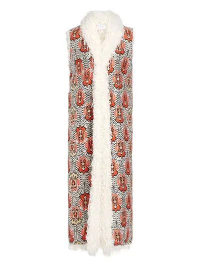 Giambattista Valli Ikat-jacquard Sleeveless Coat In Gray
