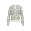 Giambattista Valli Ivory Cashmere And Silk Cardigan With Floral Embroidery In Multi