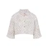 Giambattista Valli Ivory Rose Cropped Silk Shirt