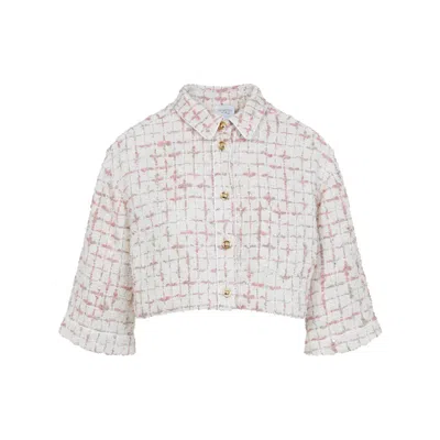 Giambattista Valli Ivory Rose Cropped Silk Shirt
