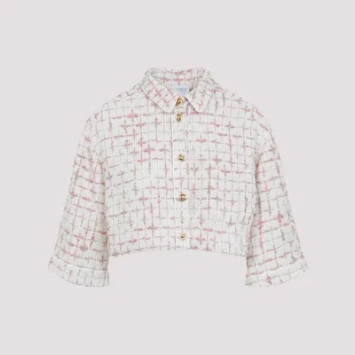GIAMBATTISTA VALLI IVORY ROSE CROPPED SILK SHIRT