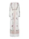 Giambattista Valli Floral Print Silk Dress With Belted Waist In Neutral