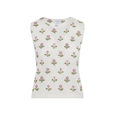 GIAMBATTISTA VALLI IVORY WHITE CASHMERE KNIT TOP