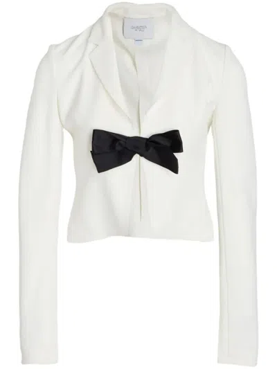 Giambattista Valli Bow-embellished Crepe Blazer In White