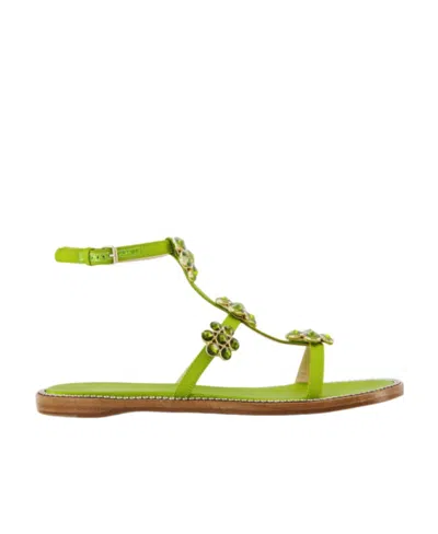 Giambattista Valli Jaipur Embellished Flat Sandals In Green