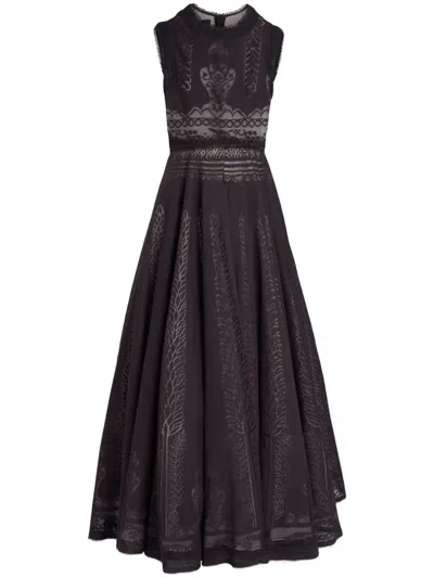 Giambattista Valli Jardin D'eden Macramé Maxi Dress In Black