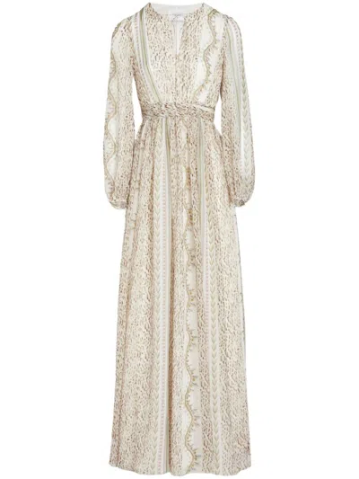 Giambattista Valli Kaleido Blend-print Silk Maxi Dress In White