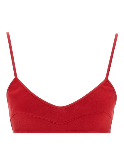 Giambattista Valli Red Viscose Knit Bra With Sweetheart Neckline