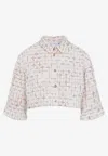 Giambattista Valli Knitted Grid-pattern Cropped Shirt In Multicolor