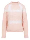 Giambattista Valli Soft Beige Wool-cashmere Blend Sweater With Fuzzy Stripes In Pink