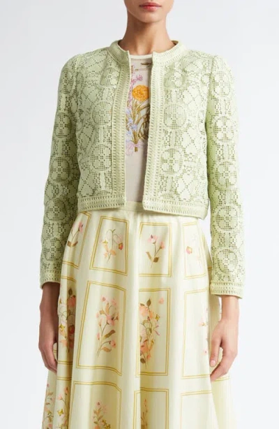 Giambattista Valli Lace Crop Jacket In Mint
