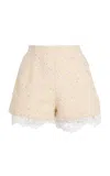 Giambattista Valli Lace-detailed Bouclé Shorts In Ivory