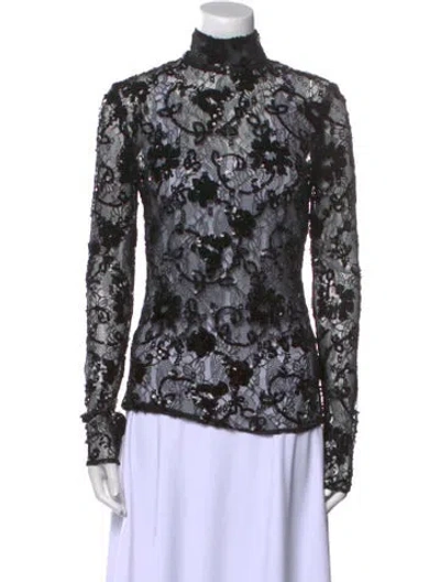 Pre-owned Giambattista Valli Lace Lace Pattern Blouse In Black