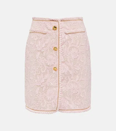 Giambattista Valli Lace Miniskirt In Quarz Rose