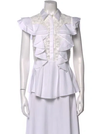 Pre-owned Giambattista Valli Lace Pattern Sleeveless Blouse In Neutral