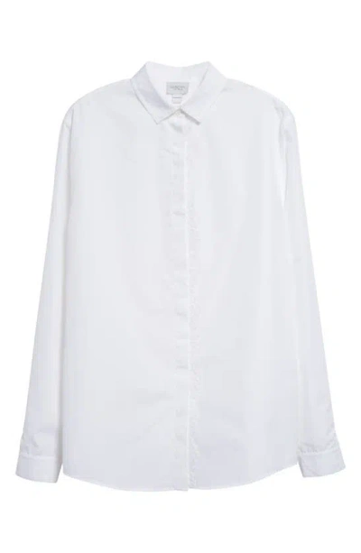 Giambattista Valli Lace Placket Silk Button-up Shirt In Optical White