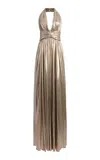 Giambattista Valli Laminated Jersey Maxi Dress In Gold