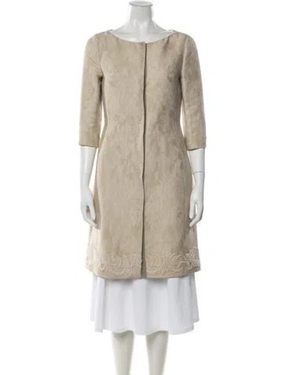 Pre-owned Giambattista Valli Linen Patterned Coat In Neutral