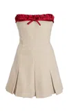 Giambattista Valli Linen Toile Mini Dress In Neutral