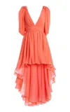 Giambattista Valli Long Back Georgette Dress In Orange