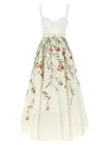 Giambattista Valli Long Dress With Fitted Bodice And Floral Print In White
