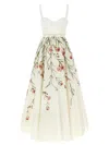 Giambattista Valli Long Dress With Fitted Bodice And Floral Print In White
