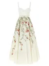 Giambattista Valli Long Dress With Fitted Bodice And Floral Print In White