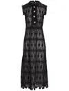 Giambattista Valli Crystal-button Sleeveless Guipure Lace Midi Dress In Black