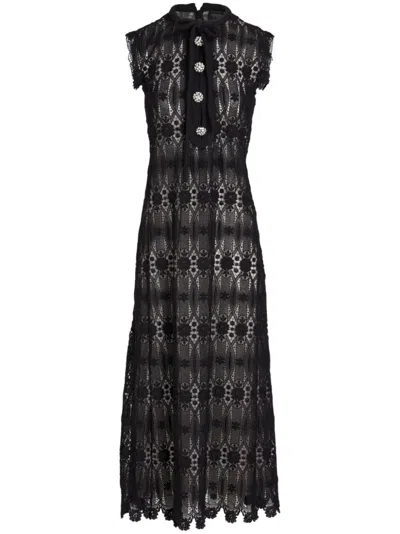 GIAMBATTISTA VALLI LONG EMBROIDERED MACRAMÉ DRESS