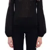 Giambattista Valli Long Sleeve Knit With Lace Detail Round Neck Jumper In Black In Black