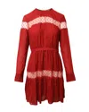 Giambattista Valli Long Sleeves Lace Trim Dress In Red Viscose In Red