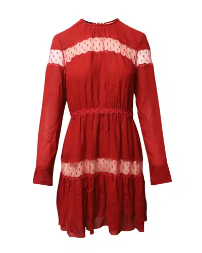 Giambattista Valli Long Sleeves Lace Trim Dress In Red Viscose