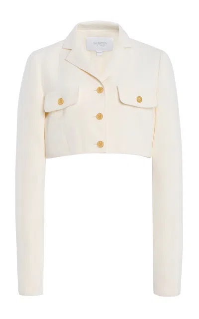 Giambattista Valli Lux Crepe Cropped Jacket In Neutral