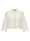 Giambattista Valli Ivory Paisley Macramé Crop Shirt