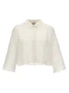 Giambattista Valli Ivory Paisley Macramé Crop Shirt In White