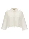 Giambattista Valli Ivory Paisley Macramé Crop Shirt In White