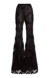 Giambattista Valli Macramé Wool Flared Pants In Brown
