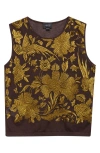 Giambattista Valli Metallic Floral Jacquard Cashmere & Silk Sweater In Brown