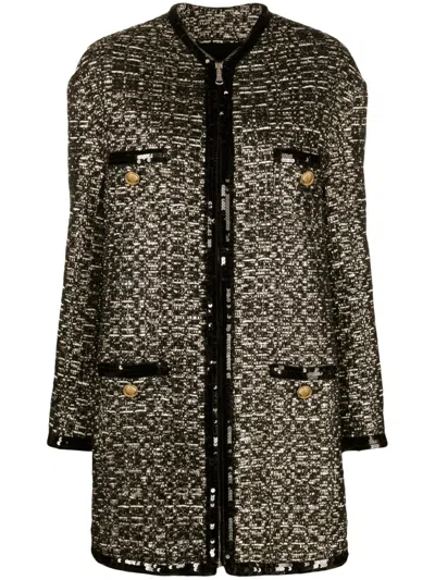 Giambattista Valli Metallic Midi Coat In Multicolor Tweed