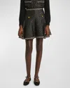 Giambattista Valli A-line Boucle Mini Skirt With Metallic Trim In Black/silver