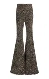 Giambattista Valli Mid-rise Bouclé Flared Pants In Brown