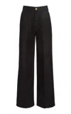 Giambattista Valli Mid-rise Flannel Wool Flared Pants In Black