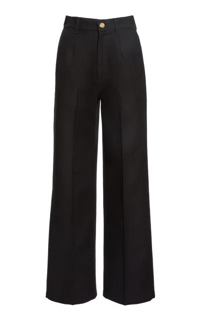 Giambattista Valli Mid-rise Flannel Wool Flared Pants In Black