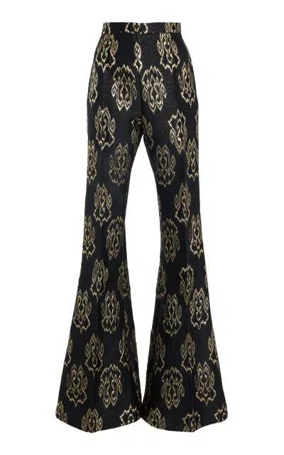 Giambattista Valli Mid-rise Jacquard Flared Pants In Black