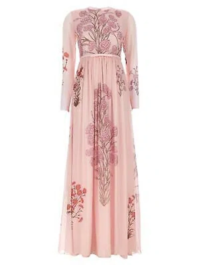Pre-owned Giambattista Valli 'mini Carnation Bouquets' Long Dress 44 It In Pink