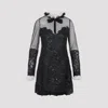 Giambattista Valli Sheer Sleeve Polka Dot Mini Dress In Black